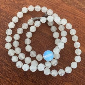 Handmade White Jade with opal moonstone Necklace